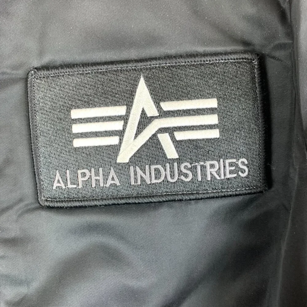 Alpha Industries Mens MA-1 Heritage Bomber Jacket Medium Slim Fit Black Full Zip - Picture 4 of 14